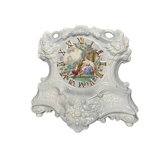Vibtage Arnels Blue Ornate Mantel Clock with Rococo Design